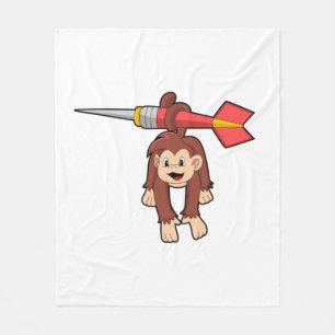 Monkey at Darts with Dart Fleece Blanket