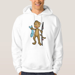 Monkey at Fishing with Fishing rod & Fish Hoodie
