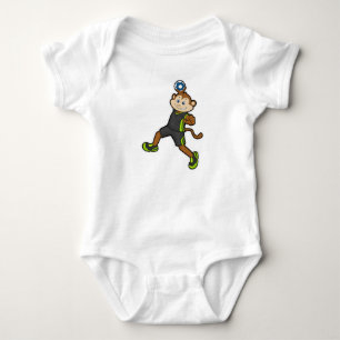 Monkey at Handball player with Handball Baby Bodysuit