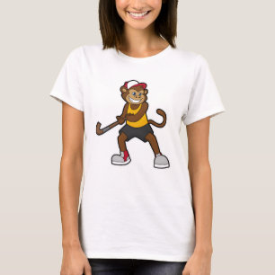 Monkey at Hockey with Hockey stick T-Shirt