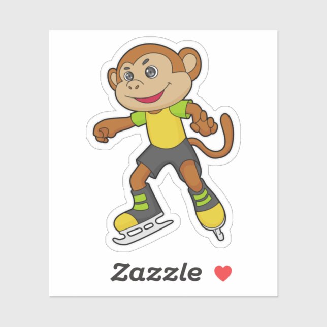 Monkey at Ice skating with Ice skates (Sheet)