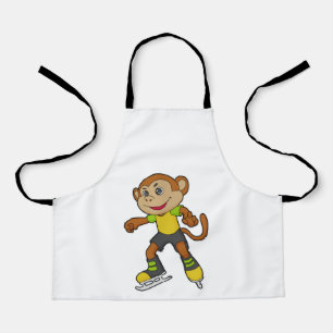 Monkey at Ice skating with Ice skates Apron