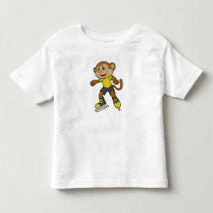 Monkey at Ice skating with Ice skates Toddler T-Shirt
