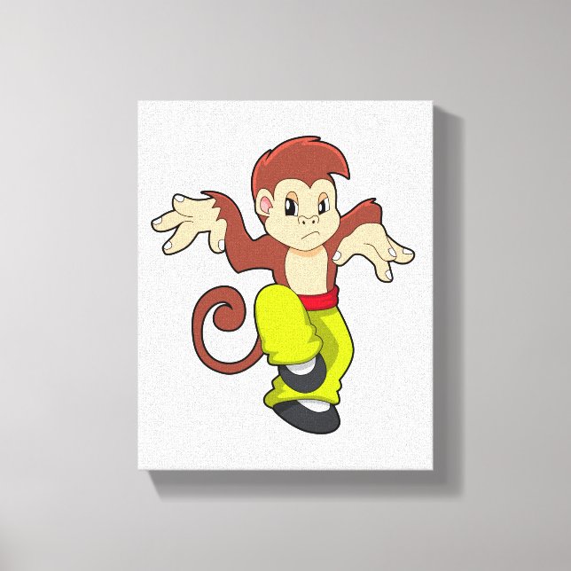 Monkey at Martial arts Kungfu Canvas Print (Front)
