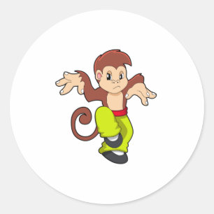 Monkey at Martial arts Kungfu Classic Round Sticker