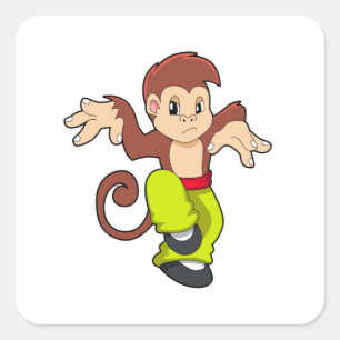 Monkey at Martial arts Kungfu Square Sticker