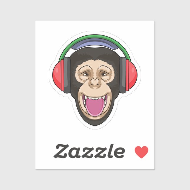 Monkey at Music with Headphone (Sheet)