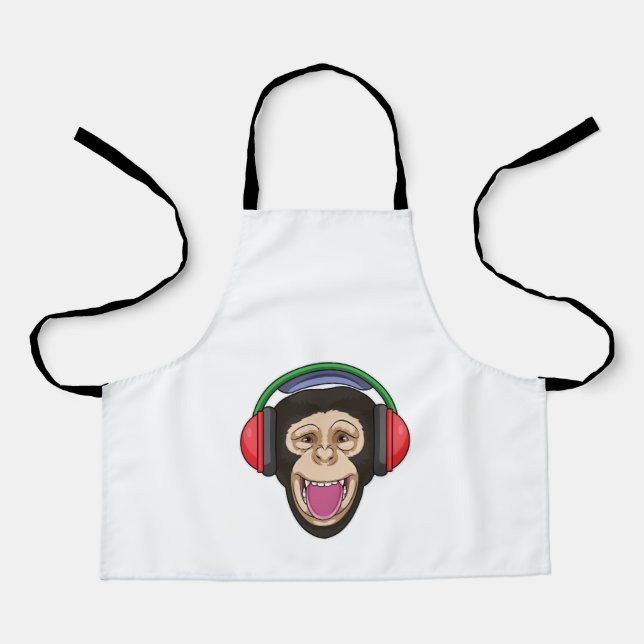 Monkey at Music with Headphone Apron (Front)