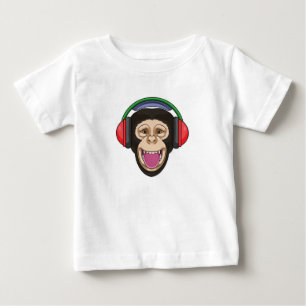 Monkey at Music with Headphone Baby T-Shirt