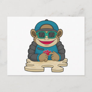 Monkey at Poker with Poker cards & Sunglasses