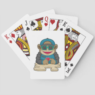 Monkey at Poker with Poker cards & Sunglasses