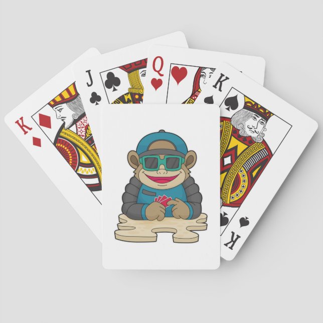 Monkey at Poker with Poker cards & Sunglasses (Back)