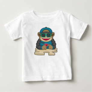 Monkey at Poker with Poker cards & Sunglasses Baby T-Shirt