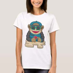 Monkey at Poker with Poker cards & Sunglasses T-Shirt