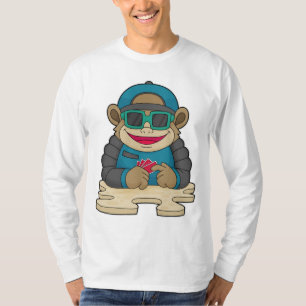Monkey at Poker with Poker cards & Sunglasses T-Shirt