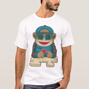 Monkey at Poker with Poker cards & Sunglasses T-Shirt
