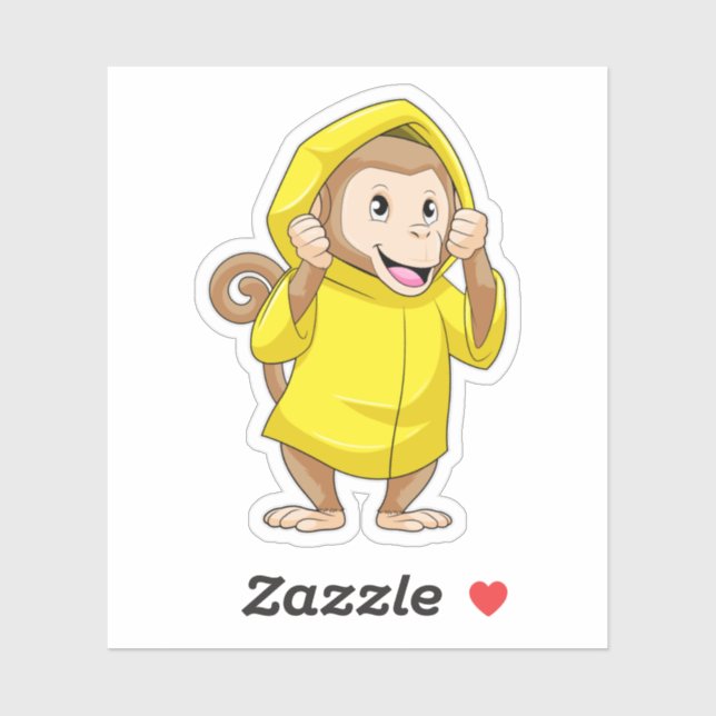 Monkey at Raining with Raincoat (Sheet)