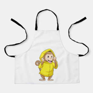 Monkey at Raining with Raincoat Apron