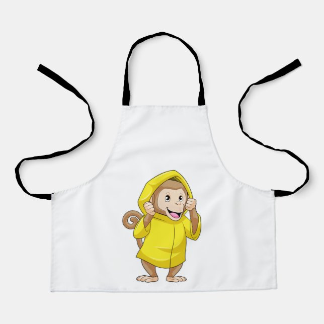 Monkey at Raining with Raincoat Apron (Front)