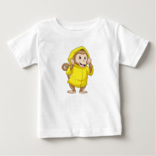 Monkey at Raining with Raincoat Baby T-Shirt