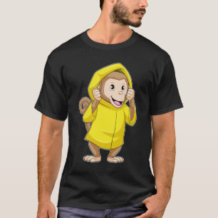 Monkey at Raining with Raincoat T-Shirt