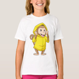 Monkey at Raining with Raincoat T-Shirt