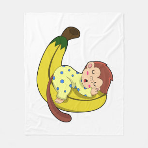 Monkey at Sleeping in Pajamas Fleece Blanket