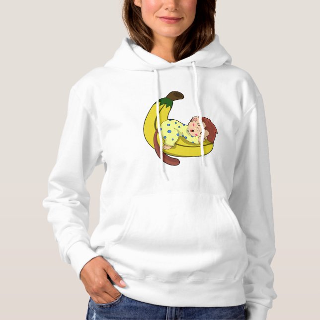 Monkey at Sleeping in Pajamas Hoodie (Front)