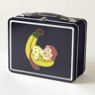 Monkey at Sleeping in Pajamas Metal Lunch Box