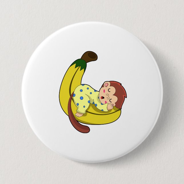 Monkey at Sleeping in Pyjamas 7.5 Cm Round Badge (Front)