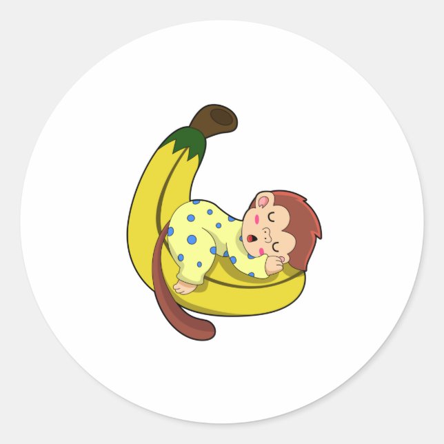 Monkey at Sleeping in Pyjamas Classic Round Sticker (Front)