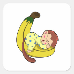 Monkey at Sleeping in Pyjamas Square Sticker