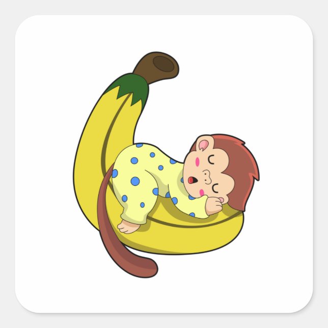 Monkey at Sleeping in Pyjamas Square Sticker (Front)
