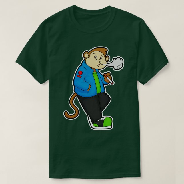 Monkey at Smoking a Cigarette T-Shirt (Design Front)