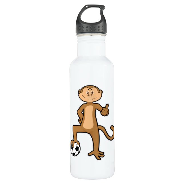 Monkey at Sports with Soccer ball 710 Ml Water Bottle (Front)