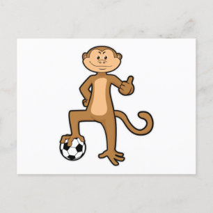 Monkey at Sports with Soccer ball Postcard