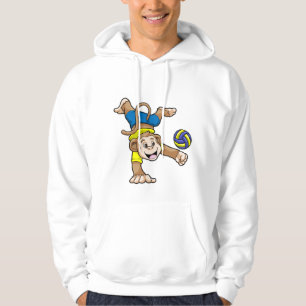 Monkey at Sports with Volleyball Hoodie