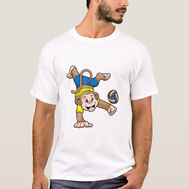 Monkey at Sports with Volleyball T-Shirt (Front)