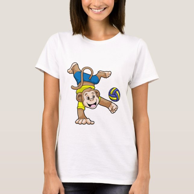 Monkey at Sports with Volleyball T-Shirt (Front)