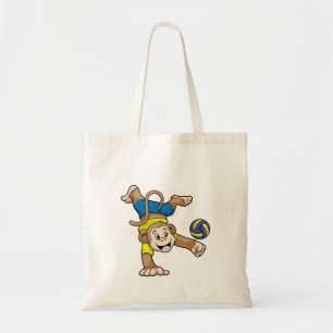 Monkey at Sports with Volleyball Tote Bag