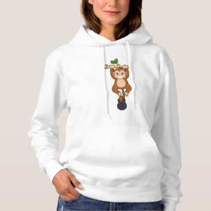 Monkey at Strength training with Dumbbell Hoodie