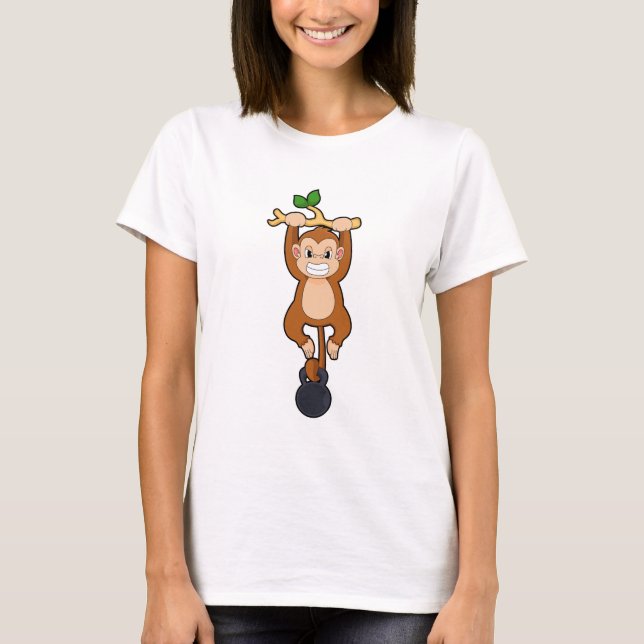 Monkey at Strength training with Dumbbell T-Shirt (Front)