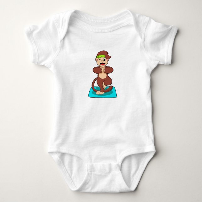 Monkey at Yoga in Standing Baby Bodysuit (Front)