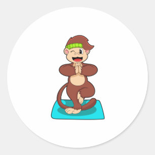 Monkey at Yoga in Standing Classic Round Sticker