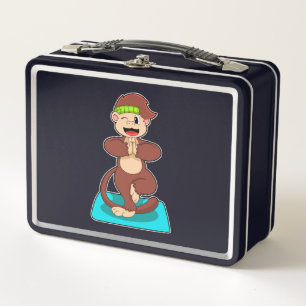 Monkey at Yoga in Standing Metal Lunch Box