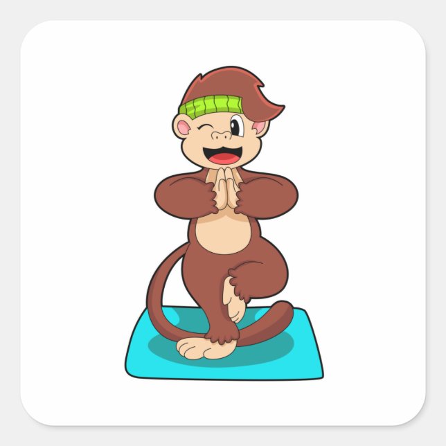 Monkey at Yoga in Standing Square Sticker (Front)