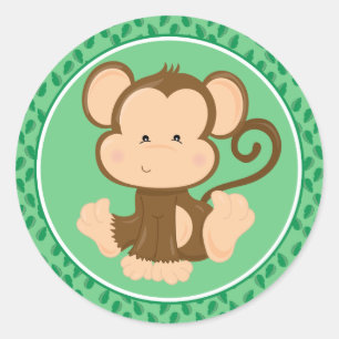 Monkey   Baby Safari Animals Classic Round Sticker