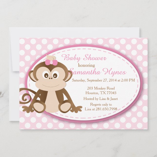 Monkey Baby Shower/Birthday Invitation (Front)