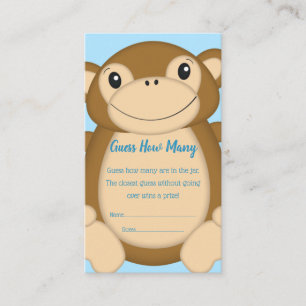 Monkey Baby Shower Blue Enclosure Card