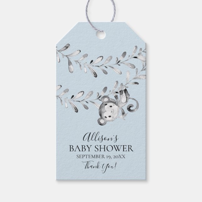 Monkey Baby Shower Favour Gift Tag (Front)